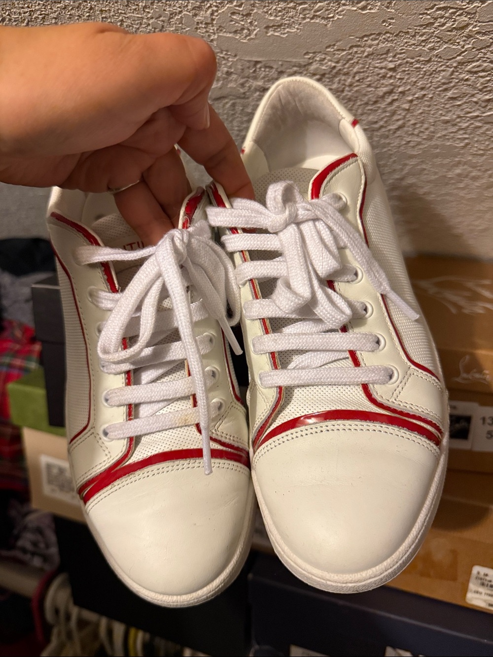 Valentino White Sneakers with Red Heel Logo